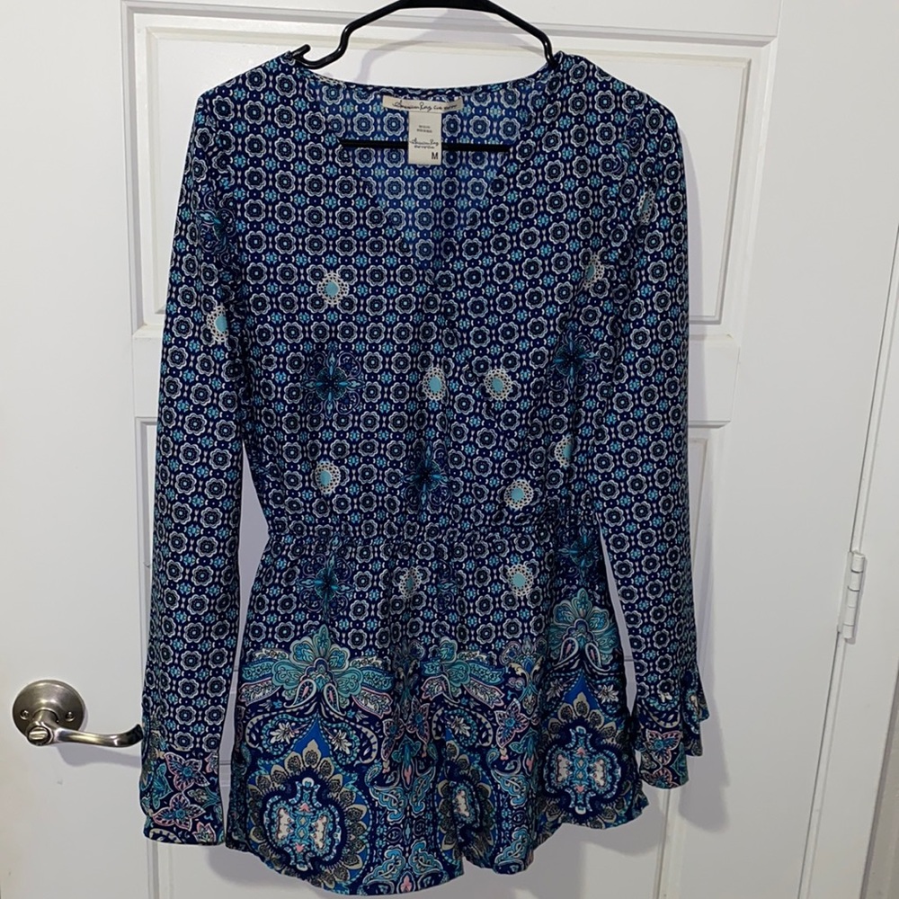 Blue pattern romper